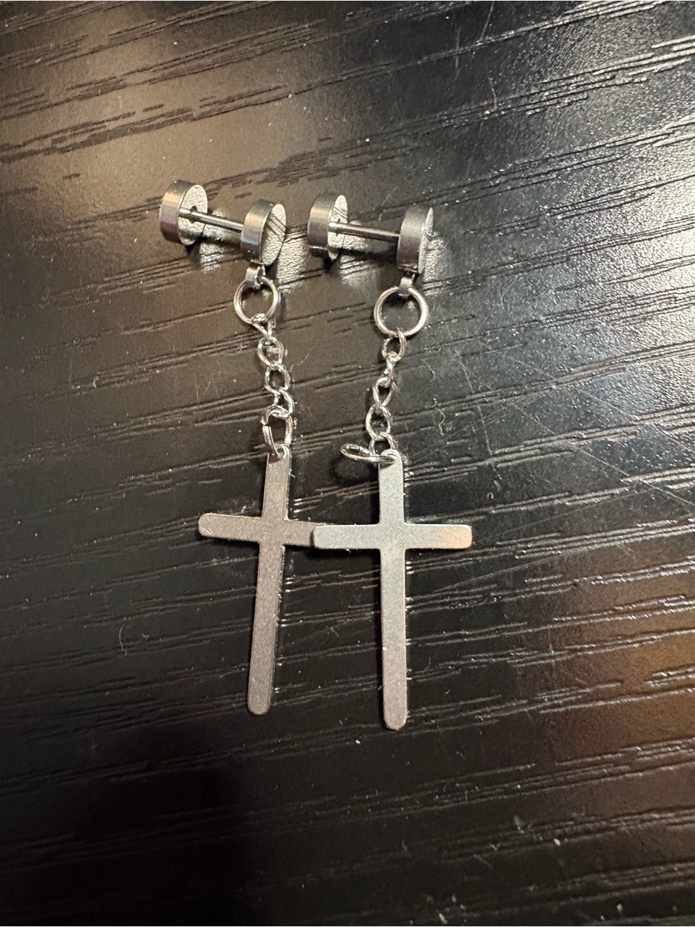 Silver Cross Dangle Earrings